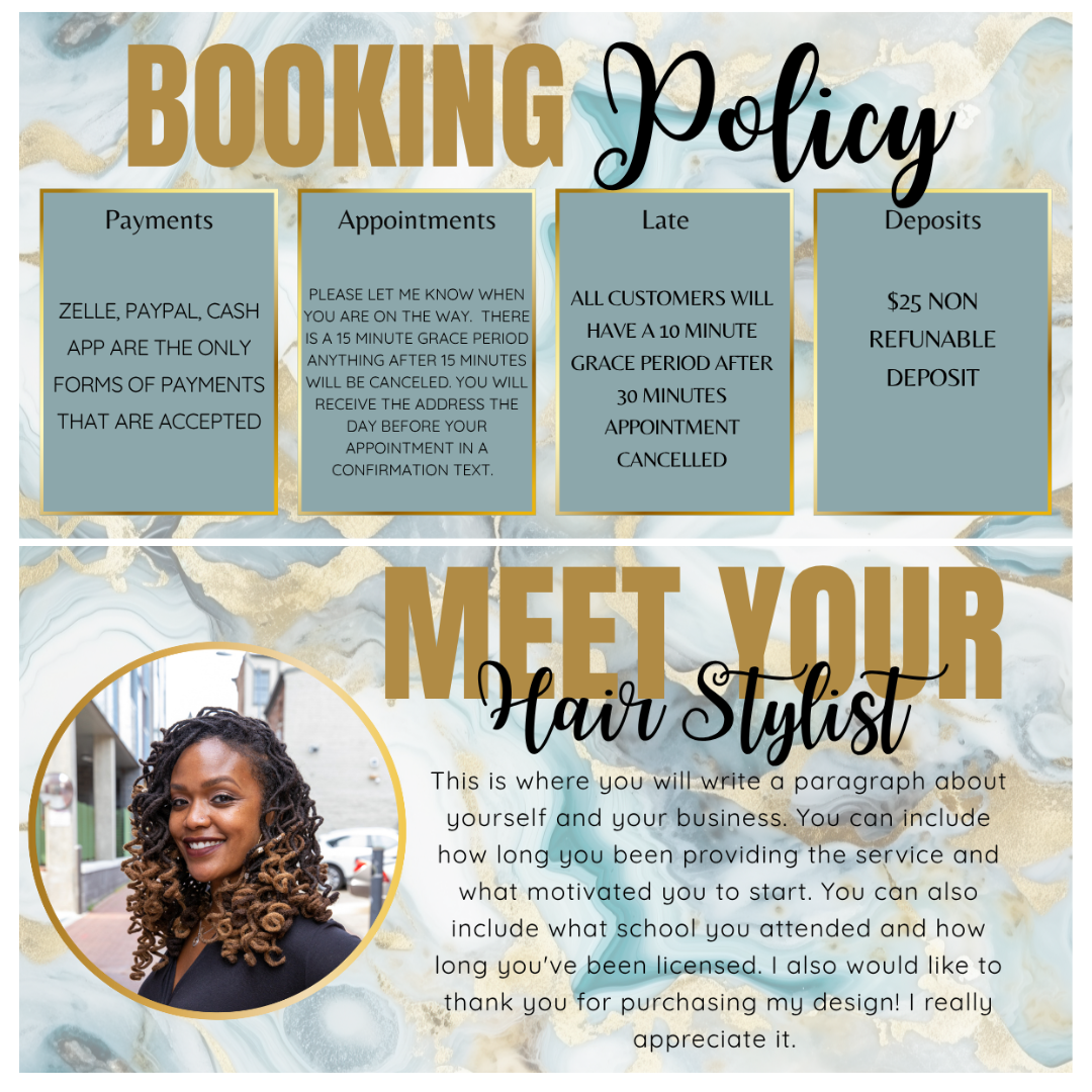 The Beauty Boss Ocean Marble - Acuity Template