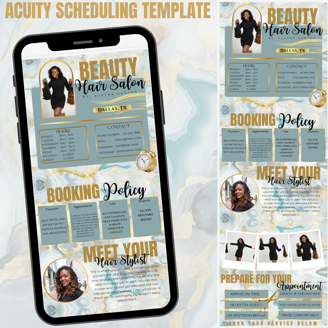 The Beauty Boss Ocean Marble - Acuity Template