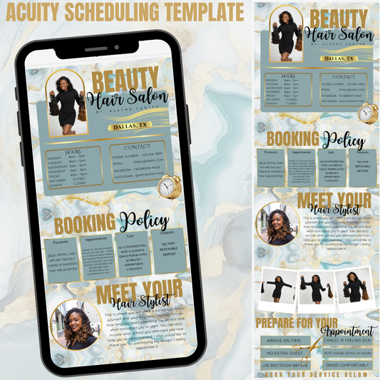 The Beauty Boss Ocean Marble - Acuity Template