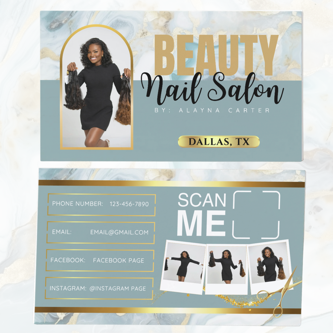 The Beauty Boss Teal Champagne - Business Card