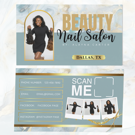 The Beauty Boss Teal Champagne - Business Card