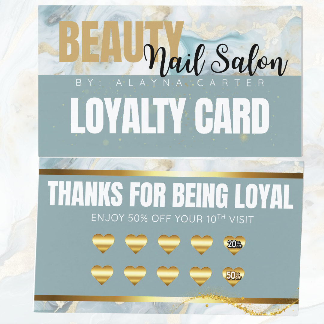The Beauty Boss Teal Champagne - Loyalty Card