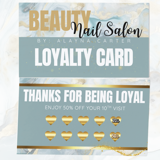 The Beauty Boss Teal Champagne - Loyalty Card