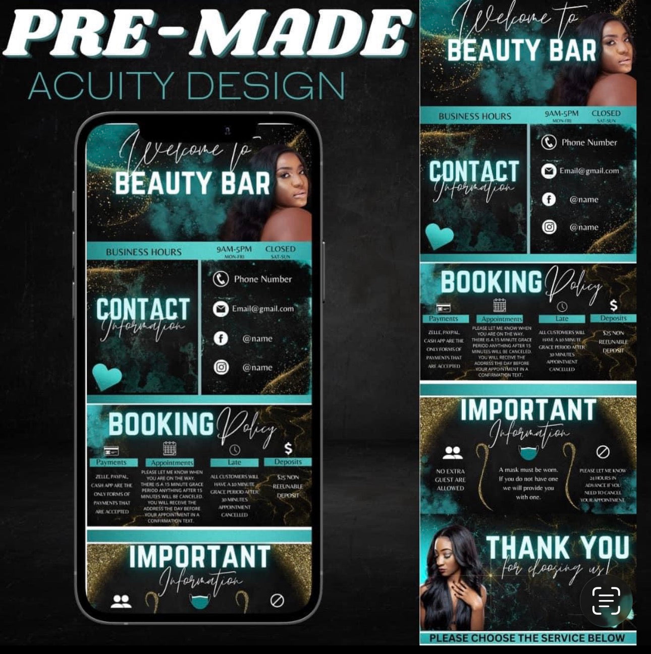 Teal and Gold Glam Acuity Template