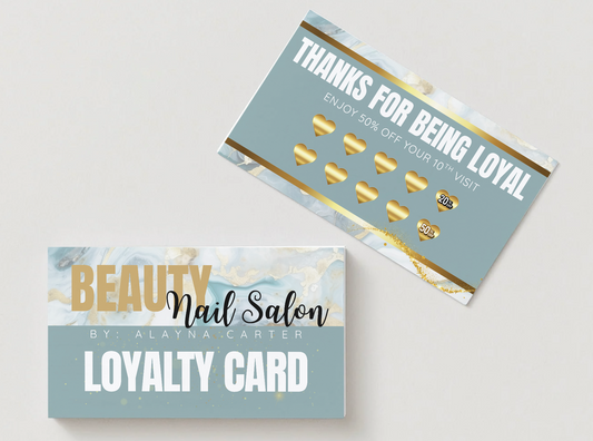 The Beauty Boss Teal Champagne - Loyalty Card